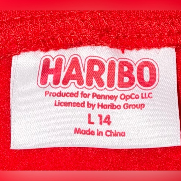 HARIBO Unisex Red Hoodie with Bear and Candy Cane Design- Size L14 (NWT) - Picture 9 of 10